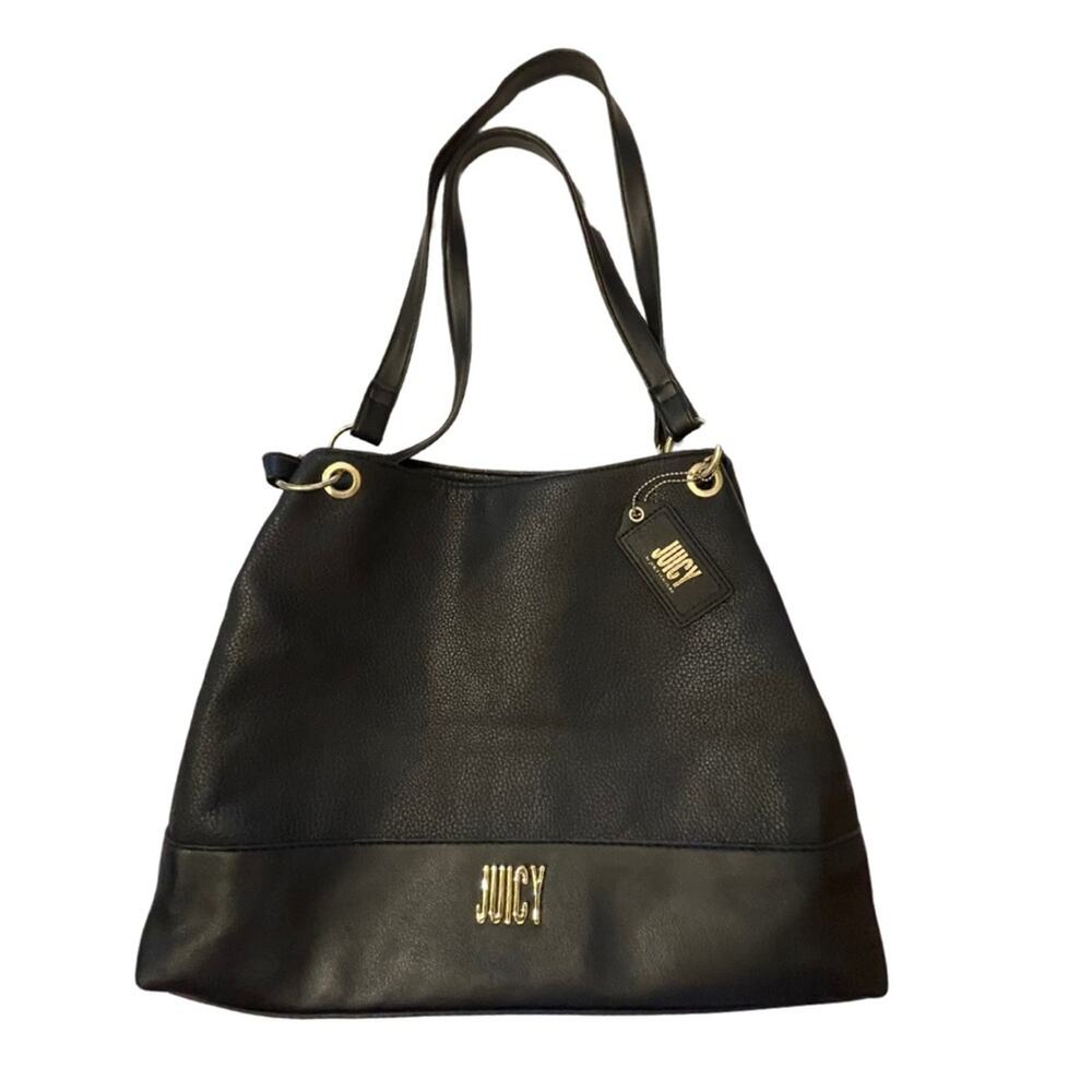 Juicy by Juicy Couture black shoulder bag with gold hardware. Y2K vintage